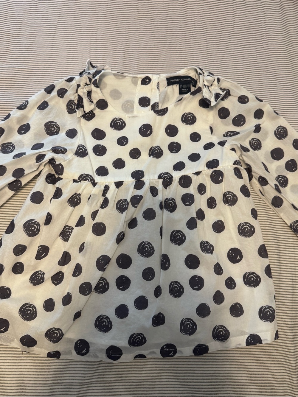 French Connection Cream and Black Polka Dot Girls Top